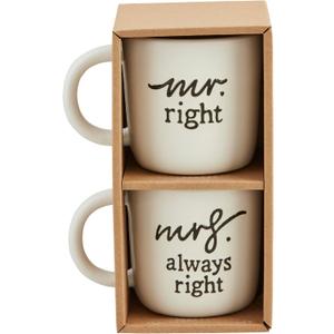 Mud Pie Right Set 16 oz MUGS, White