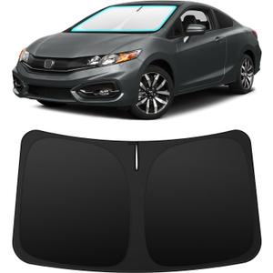 INSAUTO Custom Fit Windshield Sun Shade Accessories for Honda Civic 2012-2015, Foldable Front Window Sunshade, UV & Heat Reflector, Keeps Interior Cool, Includes Storage Bag