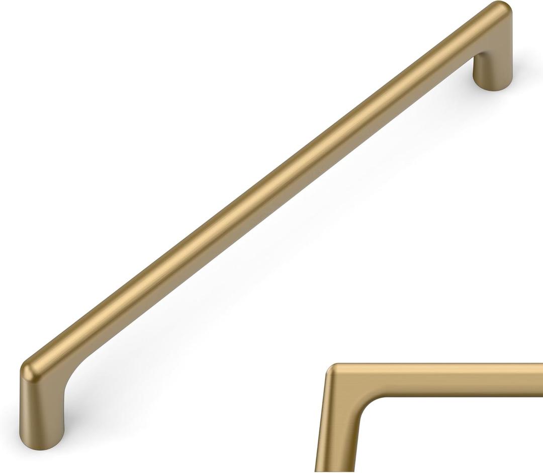 Amerdeco 10 Pack Champagne Bronze Cabinet Pulls 10 Inch(256MM) Hole Centers Kitchen Cabinet Handles Hardware Kitchen Handles for Cabinets Cupboard Handles Drawer Pulls ZH0041