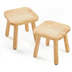 Frogprin Solid Wooden Step Stool for Kids Adults, Short Chair Toddlers Plant Stool, Kids Stool Perfect Matched Sensory Table, Multi-Purpose Sitting for Kitchen Playroom Bathroom Bedroom (2 Pack)
