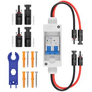 Solar Panel Disconnect Switch, CGELE 20 Amp DC 500V Breaker Box PV Disconnect Switch Miniature Circuit Breaker with IP65 Waterproof Box