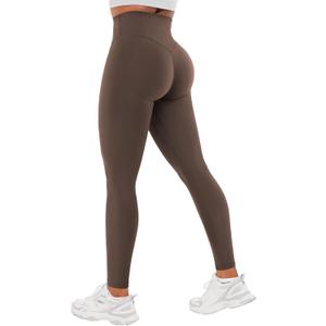 YEOREO Workout Leggings for Women Hidden Scrunch Tummy Control Leggings Agathia High Waisted Gym Yoga Pants (Small, Coffee)