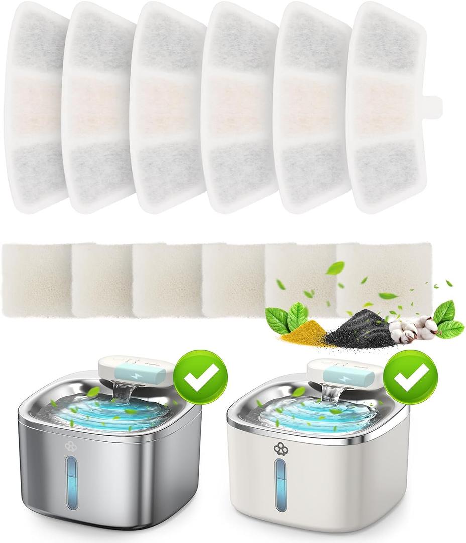 6pcs Replacement Filters for PW04 3.5L Wireless Cat Water Fountain Only for oneisall Fountain B0DNJT76WJ, B0DMF2LH3Y and B0DSJ9F3M2