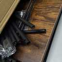 Mavivegue 4-Tier Metal Shoe Rack, Shoe Storage Organizer with Non-Woven Fabrics Shelves and Wooden Top Board, Entryway Shoe Stand for Closet Bedroom Living Room Garage, Black & Rustic Brown