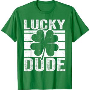 Funny Lucky Dude Boys St Patricks Day Shirt Toddler Kids T-Shirt Large