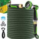 Non-Expandable Garden Hose 50 FT, Lightweight Hose with 10 Function Spray Nozzle, Kink-Free Flexible Water Hose, Durable, Leak-Proof, 360 Swivel Connectors, Portable Storage Strap (Green)