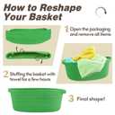Pro Goleem Small Woven Basket with Gift Bags and Ribbons Durable Baskets for Gifts Empty Small Rope Basket for Storage 12"X 8" X 5" Baby Toy Basket with Handles, Grass Green