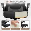 Mimoglad Ergonomic Office Chair - Desk Chair with Flip-up Armrests & 135 Recline, Adjustable Lumbar Support - Space-Saving Task Chair for Business/Team Office & Home (Black, 350lbs), 25D x 25W x 30H in