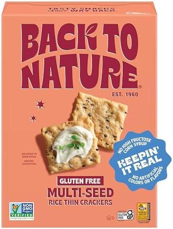 3 Pack Back to Nature Gluten Free Crackers, Non-GMO Multi-Seed Rice Thins, 4 Ounce, Best By: 11/03/2025