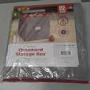 ZOBER Christmas Ornament Storage Box - Stores 64 3" Ornaments, With Dividers - Ornament Organizer Storage Box, Durable Christmas Containers Holder, Dual Zipper - Gray