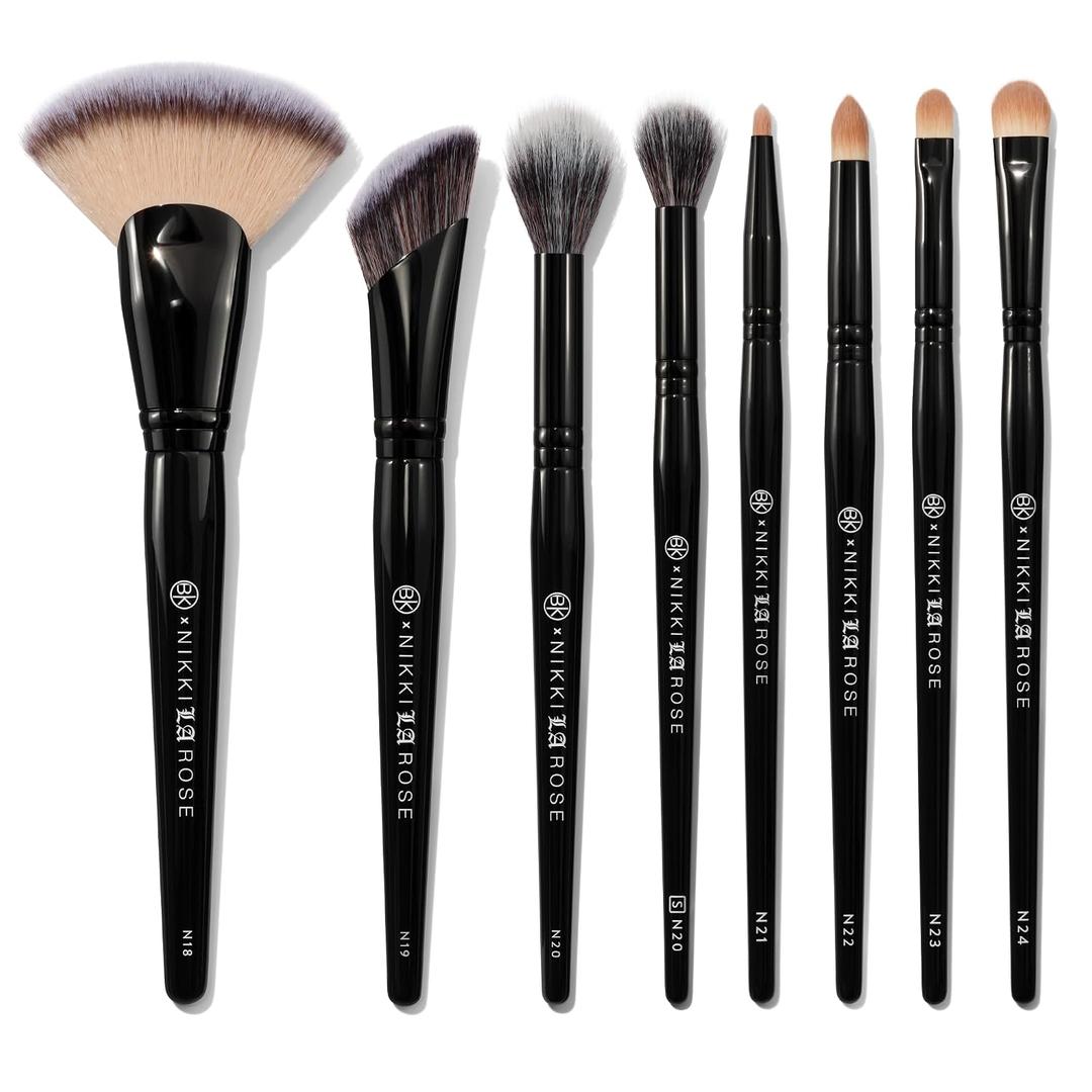 BK BEAUTY Nikki La Rose Pro Artist Brush Set Vol. 2 (8PC) Celebrity MUA Designed Makeup Brushes for Contour, Coverage, Powder, Blush & Eye Detailing | Vegan, Cruelty-Free, Ultra-Soft Bristles