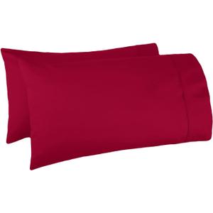 1000 Thread Count 100% Egyptian Cotton Pillow Cases, Red King Pillowcase Set of 2, Long-Staple Combed Pure Natural 100% Cotton Pillows for Sleeping, Soft & Silky Sateen Weave Bed Pillow Cover
