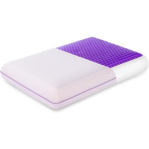 Cooling Memory Foam Pillow with Two-Sided Reversible Cover, Neck Support for Back, Stomach, and Side Sleepers, Washable Removable Cover, All-Season Comfort, Purple (Purple (1 Pack))