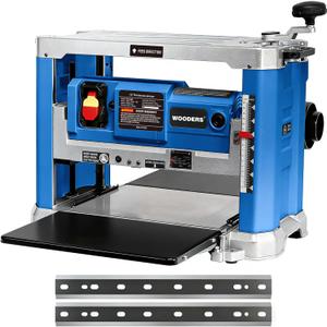 13-inch Thickness Planer, 15Amp, 2000W, 10000RPM, All Copper Motor, Dual-Blade Cutterhead, Includes 2 Extra Planer Blades, Height Indicator, Overload Protection, for Hard & Soft Wood working (Blue)
