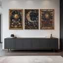 Moonlit Celestial Framed Canvas Wall Art 16x24 inch, 16"x24" Natural