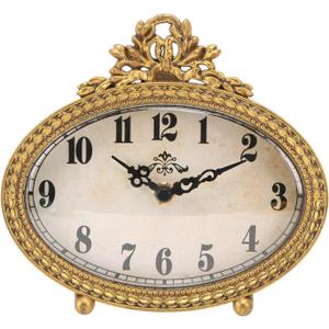 NIKKY HOME Vintage Table Top Clock, Silent Small Shelf Desk Clock Battery Operated Rustic Design, Home Decor for Living Room, Bedroom, Bedside, Gift Clock - Gold