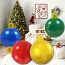 4 Pcs 16 Inch Large Inflatable Christmas Ornaments Balls for Outdoor Decoration, Big Inflatable Christmas Decoration Balls for Yards, Lawns, Porches, Gardens, Front Doors or Windows Decor