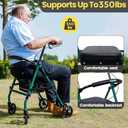 Cosydora Walkers for Seniors, Foldable Rollator Walkers with Seat, 6" All-Terrain Wheels, 350 lb Weight Capacity, Adjustable Handles and Seat Height, Lightweight Rolling Walker, Shimmer Green