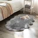MIULEE Luxury Super Soft Fluffy Area Rug Faux Fur Sheepskin Rug Decorative Plush Shaggy Carpet for Bedside Sofa Floor Nursery 3 x 5 Feet, Grey