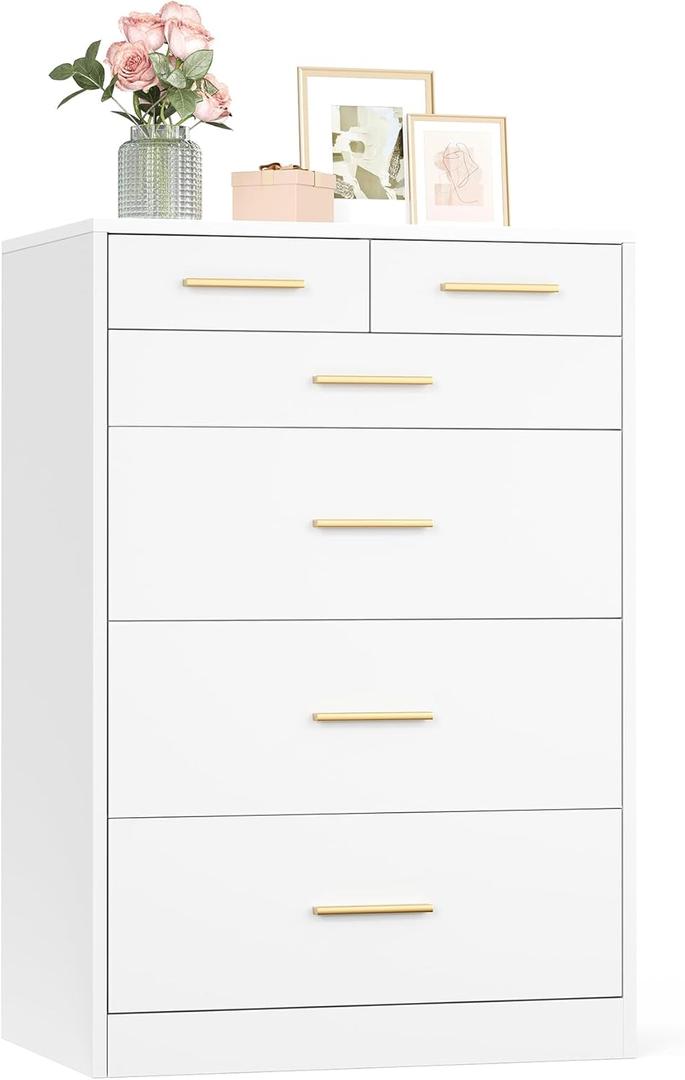 VASAGLE Custos Collection - Dresser for Bedroom, Chest of Drawers for Closet, Modern Style, TV Stand for Living Room, 6 Drawers, 15.8 x 23.7 x 34.8 Inches, Cloud White ULTS415WB01S