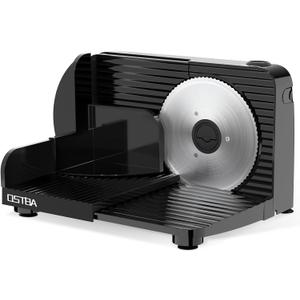 OSTBA Foldable Electric Food Slicer, Adjustable Thickness 0–15mm, 6.7” Stainless Steel Blade, 150W Motor, Portable & Easy-to-Clean, Meat, Cheese, Bread, and Vegetable Slicer for Home Kitchen, Black
