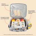 rockpapa Kids Lunch Bag for Kids with Strap, Waterproof, Stain & Oil-Resistant, Insulated LunchBag, Reusable Lunch Tote Bag Holds Lunch Box, Water Bottle & Snacks for School (Grey Constr Trucks)