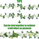 Sggvecsy 4Pcs 31Ft Artificial Rose Vine Fake Flower Garland Floral Garland Faux Silk Hanging Vine Rose Ivy Vines for Wedding Arch Party Wall Garden Ceremony Background Outdoor Decor (White)