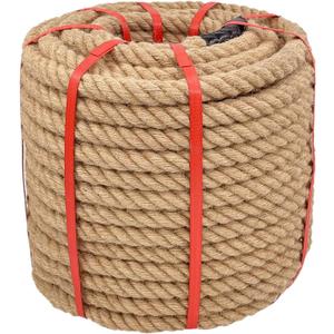 1 Inch x 150 Ft Hemp Rope, 900 Lbs Working Strength, 4 Strand Twisted Cord for Tug of War, Porch Swings, Landscaping & Decor