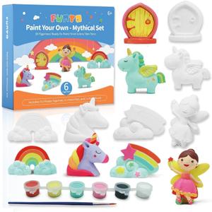 Funto Paint Your Own Unicorn Painting Kit, Arts and Crafts Set, STEAM Project Creative Activity DIY Toys, with 6 Figurines, 6 Paint Pots, 1 Brush (Ornament) Funto Paint Your Own Unicorn Painting Kit, Arts and Crafts Set, STEAM Project Creative Activity DIY Toys, with 6 Figurines, 6 Paint Pots, 1 Brush (Ornament)