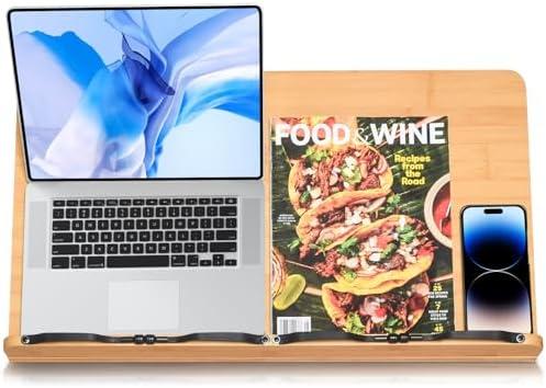 Wishacc 24" Oversized Large Bamboo Book Stand & Holder for Reading Hands Free for Large Books in Bed,Cookbook,Textbook,Law,with 8 Adjustable Height Laptop Stand Wishacc 24" Oversized Large Bamboo Book Stand & Holder for Reading Hands Free for Large Books in Bed,Cookbook,Textbook,Law,with 8 Adjustable Height Laptop Stand