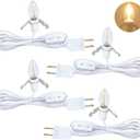 Set of 4 Accessory Light Cord with Single LED Bulb, 6FT Blow Mold Replacement Light Kit, C7 Clip Lights with One Bulb On/Off Switch & 2-Prong Plug for Christmas Village House, Pumpkin, Craft Projects (White 4 Packs)