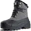 FREE SOLDIER Mens Snow Boots Warm Fleece Lining Winter Ski Shoes Waterproof Insulated Booties (11, Grey)