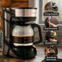 OVENTE 12-Cup Drip Coffee Maker with Borosilicate Glass Carafe, One-Touch Operation Machine, Anti-Drip System, Reusable Filter and Clear View Water Level Gauge, Ideal for Home or Office, Black CM412B