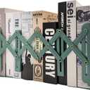 Adjustable Bookends Non Skid Decorative Bookends,Metal Bookend for Heavy Books,Bookshelf Organizer Holder for Books and Magazines for Desk(Green)