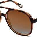 SOJOS Retro Polarized Aviator Sunglasses for Women Men Classic 70s Vintage Trendy Square Aviators SJ2174 (Brown Tortoise/Brown)