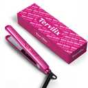 Terviiix Mini Flat Iron for Travel, 1/2'' Small Hair Straightener for Short Hair/Bangs, 0.5'' Portable Ceramic Straightening Irons, Dual Voltage, Pouch Included, Compact Size, Pink
