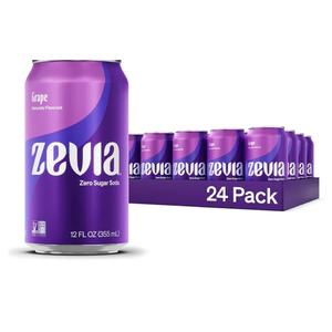 Zevia Zero Sugar Soda, Grape, 12 oz Cans (23-Pack) – Naturally Sweetened, Zero Calorie Sugar Free Soda - Non-GMO Project Verified, Gluten-Free, Vegan, BB May 2 2027