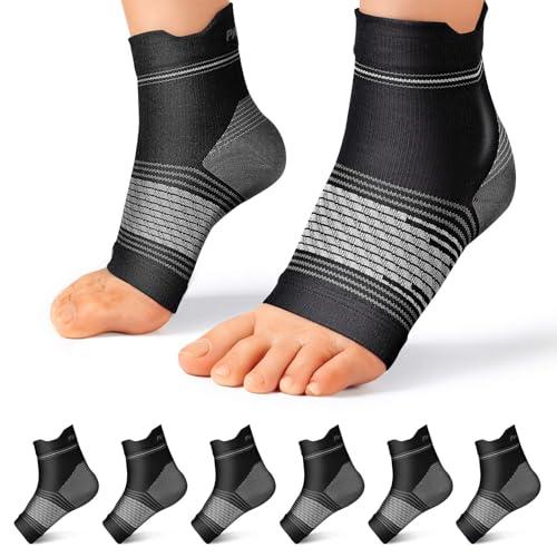 Plantar Fasciitis Sock (5 Pairs) for Men and Women, Compression Foot Sleeves with Arch and Ankle Support (Black, Large)