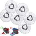 6 Pack Mop Heads Replacements for O-Cedar, Mop Replace Head Refills, Easywring Spin Mop Heads Replacements, Easy-to-Replace, Microfiber, Machine Washable, Easy Cleaning, White