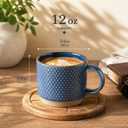 GBHOME 12 OZ Stackable Coffee Mugs, Ceramic Coffee Mugs with Texture Patterns for Man,Woman,Dad,Mom, Modern Coffee Cups Set of 4 for Latte/Cappuccino/Cocoa. Dishwasher&Microwave Safe