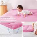 KUB Mattress Topper&Cooling Mattress Protector Bed Fitted Sheet Set, Deep Pocket&4 Elastic Bands, Triple Anti-Slip, Back Pain Relief, Breathable Soft 2 inch Mattress Pad Cover (Pink, Twin)