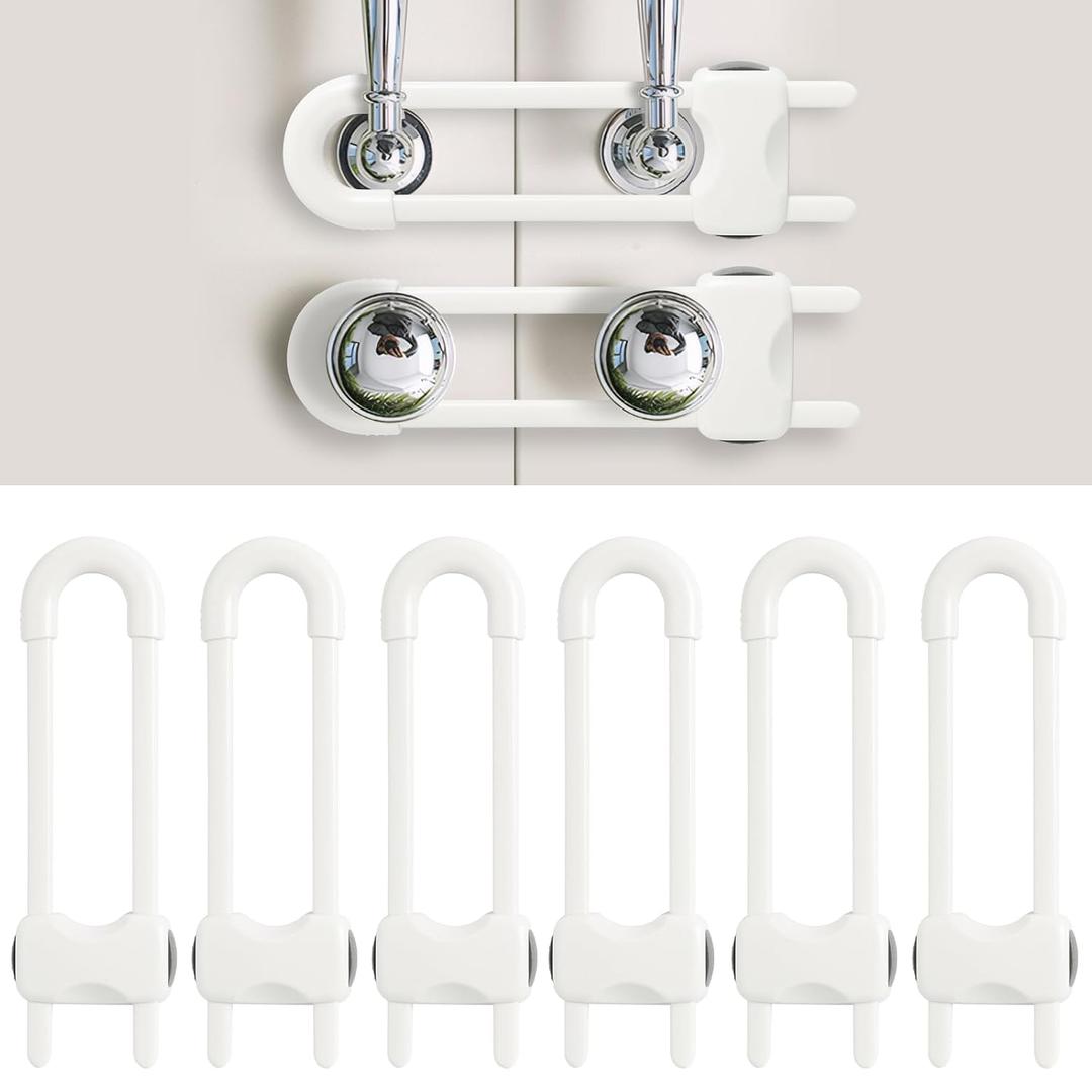 Baby Proofing Cabinets, Sliding Cabinet Locks for Babies, Adjustable U Shaped Baby Safety Locks, Childproof Cabinet Latch for Kitchen, Bathroom, Drawer, 10 pack
