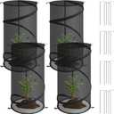4 Pcs Pop up Plant Covers from Animals, 22.8" x12.6"Round Foldable Plant Covers, Garden Plant Protectors with Stakes for Outdoor Plants (Black)