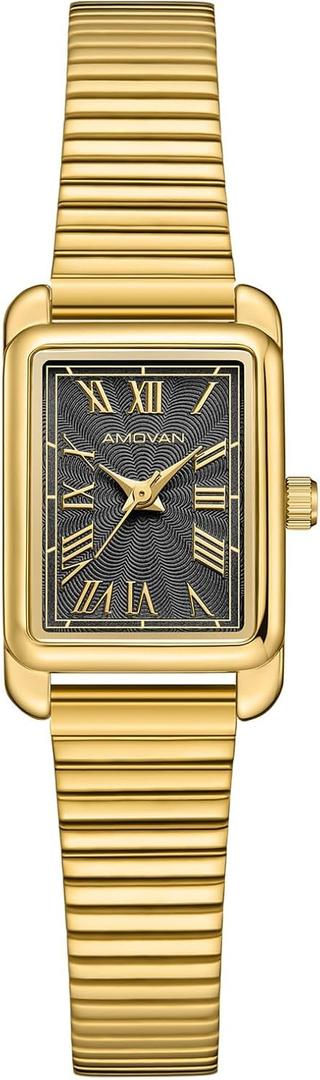 Gold Watches for Women Small Wrist, Dainty Rectangular Case Vintage Wrist Watches, Vintage Ladies Quartz Wrist Watch for Mother's Day, Valentine's Day, Anniversary
