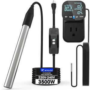240V 3500W Immersion Electric Water Heater, Fully Submersible Water Heater with Thermostat & GFCI, for Sinks, Bathtubs, Washbasins, Small Swimming Pools, Water Storage Tanks, Hot Tubs and Buckets