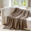 FALUCA Cotton Muslin Reversible Blanket Queen Size for Bed, Couch, Four Layers Blanket, Soft Lightweight Cozy Breathable Farmhouse Decoration for All-Season, Brown
