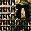 30 Pcs Velvet Ribbon Bows 5" x 4" Pre Tied Christmas Velvet Bows with Twist Tie for Gift Packaging Christmas Tree Wreaths Door Windows Wedding Party Decoration(Black)