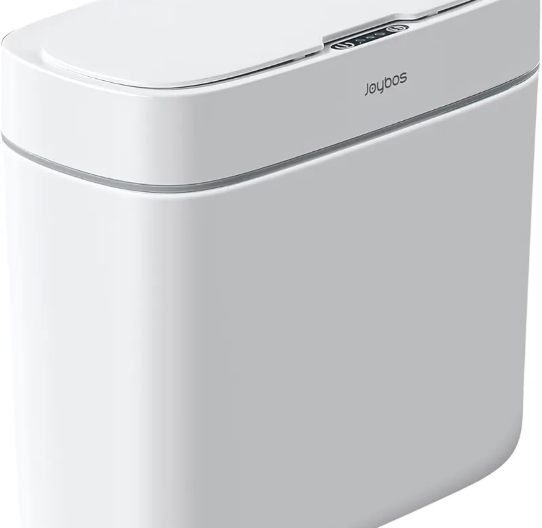 JOYBOS Bathroom Trash Can,3 Gallon Waterproof Automatic Small Bathroom Garbage Can with Lid, Slim Motion Sensor Plastic Narrow Trash Bin for Bedroom, Kitchen, Office,RV White