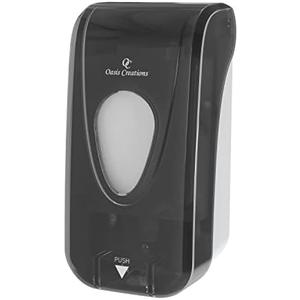 Manual Soap and Hand Sanitizer Dispenser by Oasis Creations, Liquid or Gel, Soap Dispenser Wall Mount, 1000ml/33oz. Commercial or Residential – Black Smoke