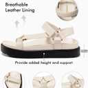 Coutgo Womens Platform Sandals Comfortable Arch Support Footbed Adjustable Ankle Strap Summer Beach Flat Sandals (Beige)